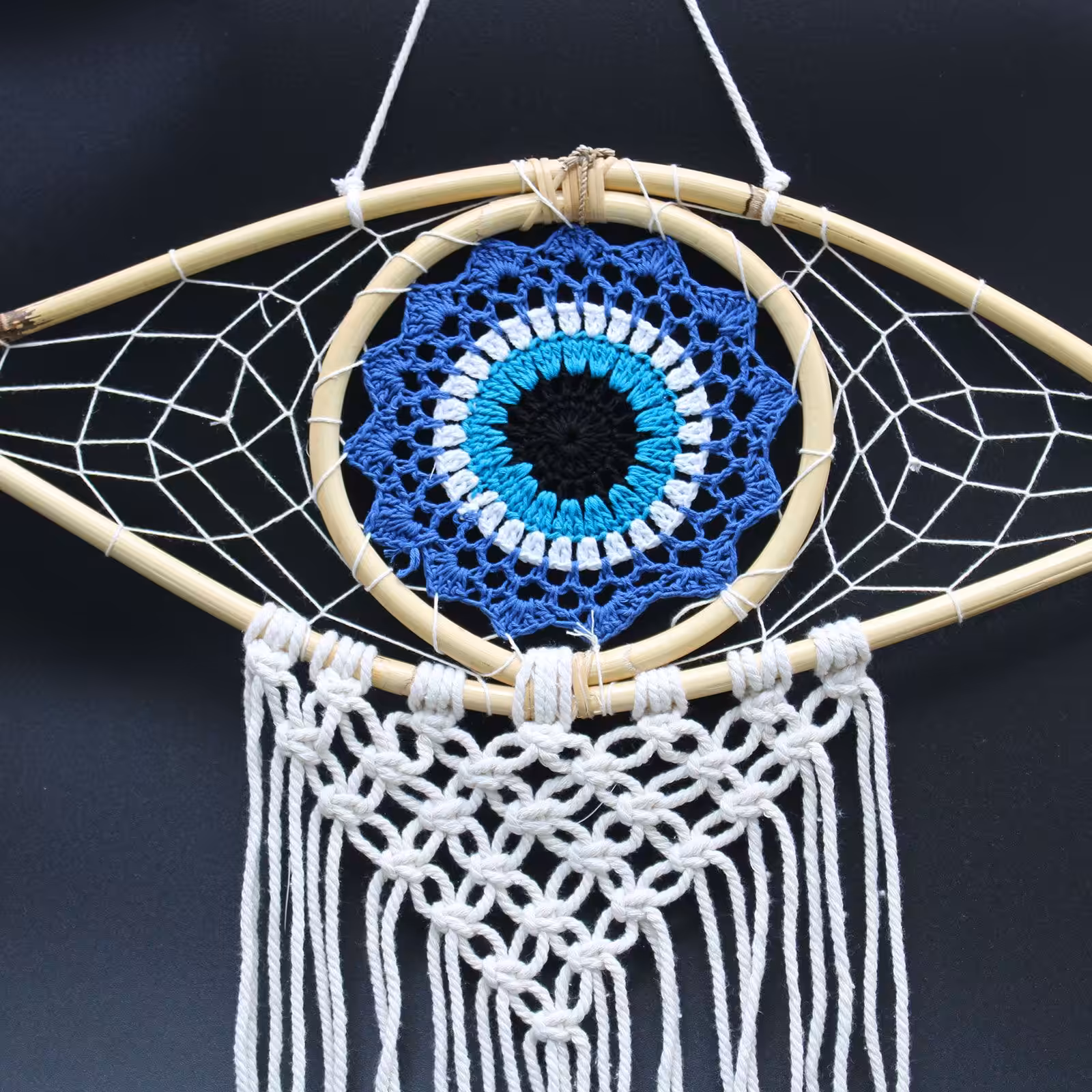 Protection Dream Catcher – Med Macrame Evil Eye Blue/White/Black | www.artisan-gifts.co.uk 3 Protection Dream Catcher – Med Macrame Evil Eye Blue/White/Black | www.artisan-gifts.co.uk 2