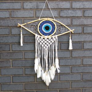Protection Dream Catcher – Med Macrame Evil Eye Blue/White/Black | www.artisan-gifts.co.uk 1
