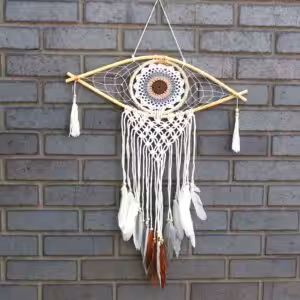 Protection Dream Catcher – Med Macrame Evil Eye White/ Grey/Brown | www.artisan-gifts.co.uk 1