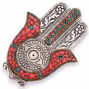Red & Green Small Hamsa Incense Holder | www.artisan-gifts.co.uk 1