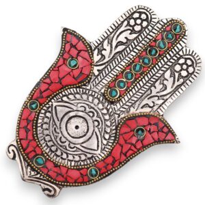 Red & Green Small Hamsa Incense Holder | www.artisan-gifts.co.uk 1