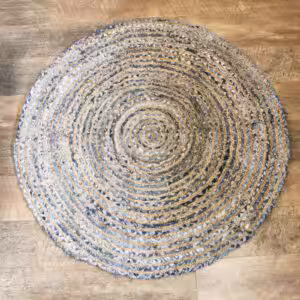 Round Jute and Recycle Denim Rug – 120 cm | www.artisan-gifts.co.uk 1