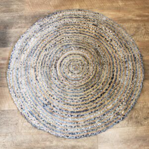 Round Jute and Recycle Denim Rug – 120 cm | www.artisan-gifts.co.uk 1