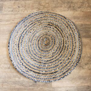 Round Jute and Recycle Denim Rug- 90 cm | www.artisan-gifts.co.uk 1