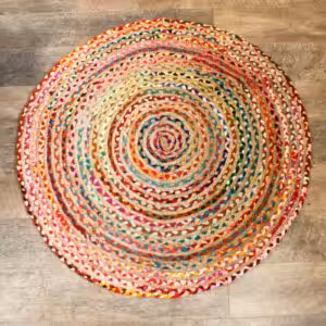 Round Jute and Recycled Cotton Rug – 120 cm | www.artisan-gifts.co.uk 1