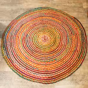 Round Jute and Recycled Cotton Rug – 150 cm | www.artisan-gifts.co.uk 1