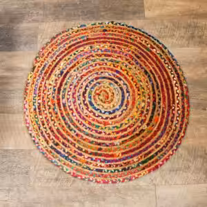 Round Jute and Recycled Cotton Rug – 90 cm | www.artisan-gifts.co.uk 1