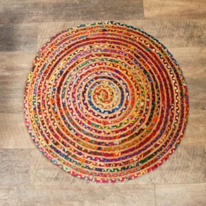 Round Jute and Recycled Cotton Rug – 90 cm | www.artisan-gifts.co.uk 1