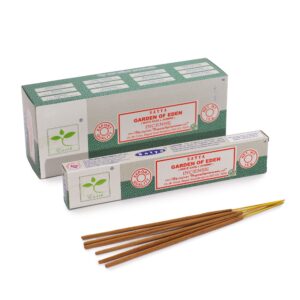 Satya Incense 15gm – Garden of Eden (White Sage & Jasmine) | www.artisan-gifts.co.uk