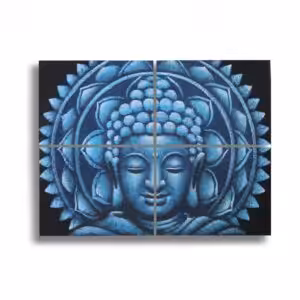 Set of 4 Blue Buddha Mandala Brocade Detail 30x40cm | www.artisan-gifts.co.uk 1