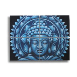 Set of 4 Blue Buddha Mandala Brocade Detail 30x40cm | www.artisan-gifts.co.uk 1