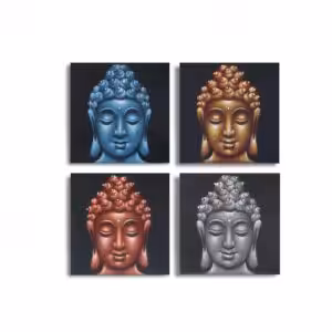 Set of 4 Buddha Heads Sand Detail 30x30cm | www.artisan-gifts.co.uk 1