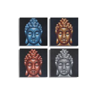 Set of 4 Buddha Heads Sand Detail 30x30cm | www.artisan-gifts.co.uk 1