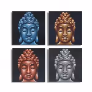Set of 4 Buddha Heads Sand Detail 40x40cm | www.artisan-gifts.co.uk 1