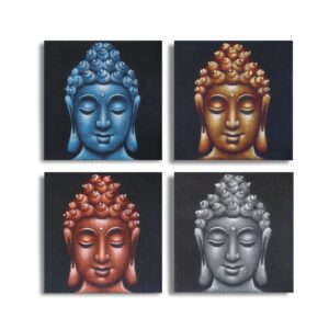 Set of 4 Buddha Heads Sand Detail 40x40cm | www.artisan-gifts.co.uk 1