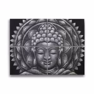 Set of 4 Grey Buddha Mandala Brocade Detail 30x40cm | www.artisan-gifts.co.uk 1