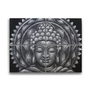 Set of 4 Grey Buddha Mandala Brocade Detail 30x40cm | www.artisan-gifts.co.uk 1