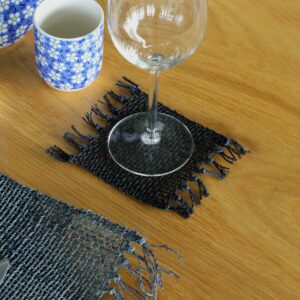 Set of 4 Seagrass Fringe Natural Coasters – Black | www.artisan-gifts.co.uk 1