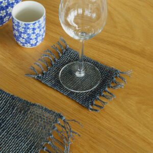 Set of 4 Seagrass Fringe Natural Coasters – Charcoal | www.artisan-gifts.co.uk 1