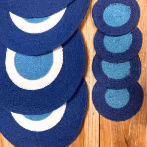 Set of Evil Eye Jute Rope Coasters & Mats (4 of each) | www.artisan-gifts.co.uk 1