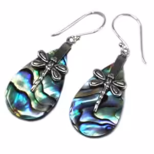 Shell & Silver Earrings – Dragonflies – Abalone | www.artisan-gifts.co.uk 1