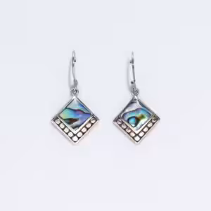 Shell & Silver Earrings – Square Dots- Abalone | www.artisan-gifts.co.uk 1