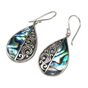 Shell & Silver Earrings – Teardrop- Abalone | www.artisan-gifts.co.uk 1