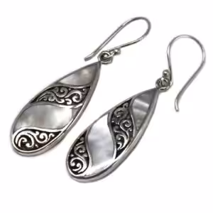 Shell & Silver Earrings – Teardrop- MOP | www.artisan-gifts.co.uk 1