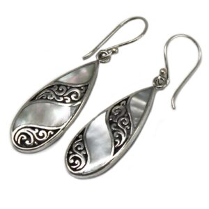 Shell & Silver Earrings – Teardrop- MOP | www.artisan-gifts.co.uk 1