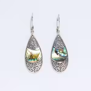 Shell & Silver Earrings – Teardrop Oval – Abalone | www.artisan-gifts.co.uk 1