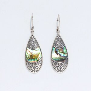 Shell & Silver Earrings – Teardrop Oval – Abalone | www.artisan-gifts.co.uk 1