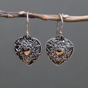 Silver & Gold Earring – Mandala Hearts | www.artisan-gifts.co.uk 1
