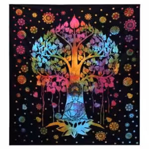 Single Cotton Bedspread + Wall Hanging – Bodhi Tree | www.artisan-gifts.co.uk 1