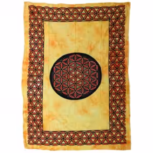 Single Cotton Bedspread + Wall Hanging – Flower of Life – Orange | www.artisan-gifts.co.uk