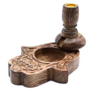 Sm Mango Wood Backflow Burner – Hamsa | www.artisan-gifts.co.uk 1