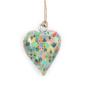 Small Decor Wood Heart –  Mediterranean Tile Pattern | www.artisan-gifts.co.uk 1