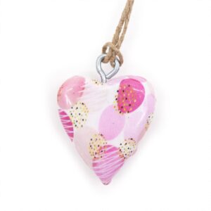Small Decor Wood Heart –  Pink Abstract | www.artisan-gifts.co.uk 1