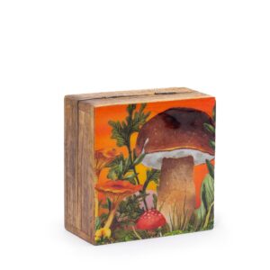 Small Enameled Square Box 10x10x4.2cm – Mushroom Design Maroon | www.artisan-gifts.co.uk 1