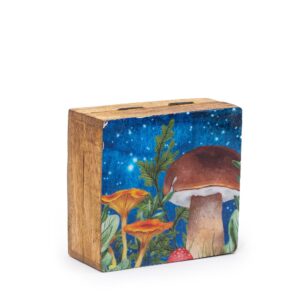 Small Enameled Square Box 10x10x4.2cm – Mushroom Design Teal | www.artisan-gifts.co.uk 1