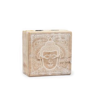 Small Square Box 10x10x4.2cm – Buddha Face Whitewash | www.artisan-gifts.co.uk