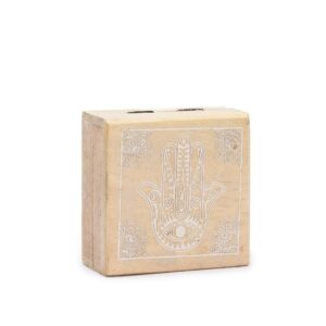 Small Square Box 10x10x4.2cm – Hamsa Whitewash | www.artisan-gifts.co.uk