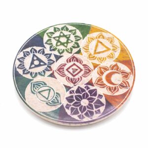 Soapstone Disc Incense Cone Holder 10cm – Seven Chakra | www.artisan-gifts.co.uk 1