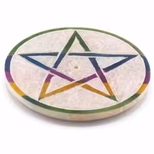 Soapstone Disc Incense Holder 8cm – Pentagon | www.artisan-gifts.co.uk 1