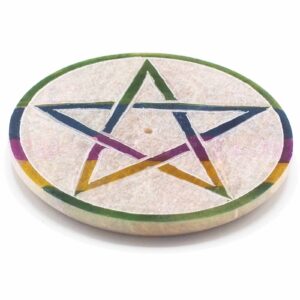 Soapstone Disc Incense Holder 8cm – Pentagon | www.artisan-gifts.co.uk 1