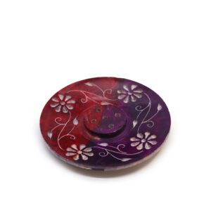Soapstone Disc Incense Holder – Floral (5 stick holder) | www.artisan-gifts.co.uk 1