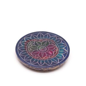 Soapstone Disc Incense Holder – Lotus in Lotus | www.artisan-gifts.co.uk 1