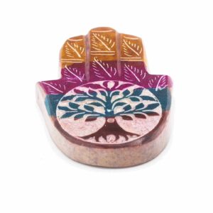 Soapstone Hamsa Incense Holder 9x6cm – Tree of Life | www.artisan-gifts.co.uk 1