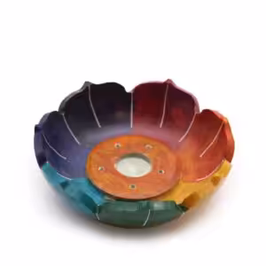 Soapstone Lotus Flower Incense Holder – Chakra Colours | www.artisan-gifts.co.uk 1