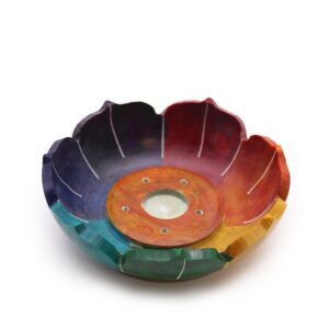 Soapstone Lotus Flower Incense Holder – Chakra Colours | www.artisan-gifts.co.uk 1