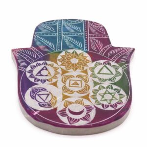 Soapstone Lrg Hamsa Incense Holder – 7 Chakra | www.artisan-gifts.co.uk 1
